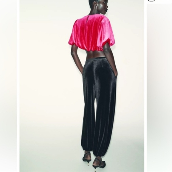 ZARA VELVET BALLOON PANTS SIZE M L - Picture 13 of 16